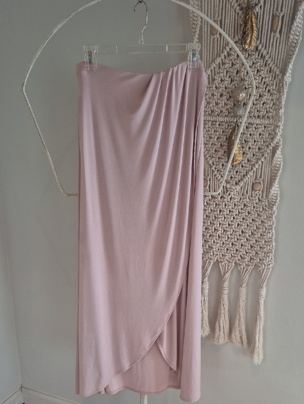 Free People Dusty Rose Asymmetric Draped Midi Skirt